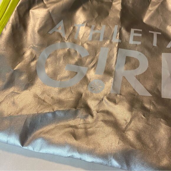 Athleta girl drawstring bag backpack sack silver hot pink set of 2 13x16 - Picture 3 of 11